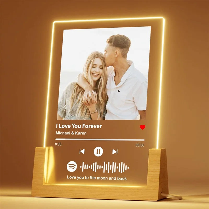 Spotify Plaque Custom Photo Gifts Acrylic Song Plaque with Picture Personalized Gifts for Couple Customized Valentines Day Gifts
